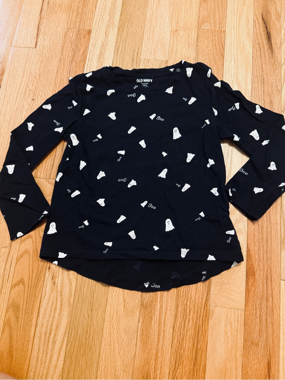 Old Navy Black Long Sleeve Tee with White Ghost Print